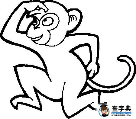 线描简笔画猴子图片