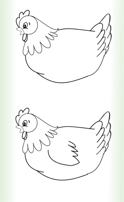 简笔画线描母鸡画法步骤图2