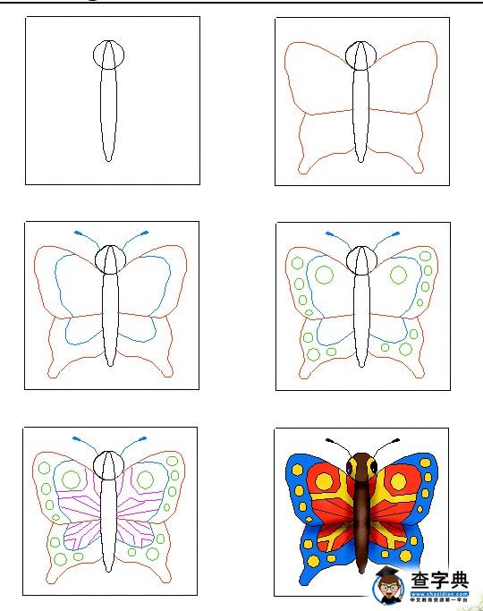 儿童简笔画蝴蝶画法步骤图