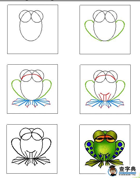 儿童简笔画青蛙画法步骤图1