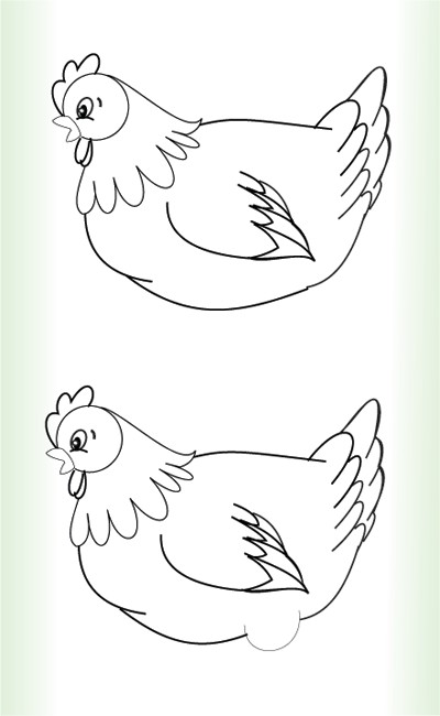简笔画线描母鸡画法步骤图3