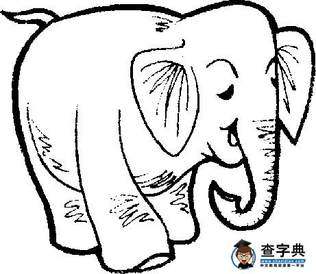 简笔画大象线描图片1
