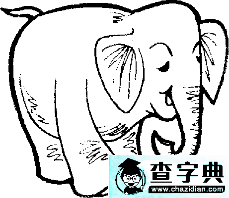 大象简笔画：可爱的大象