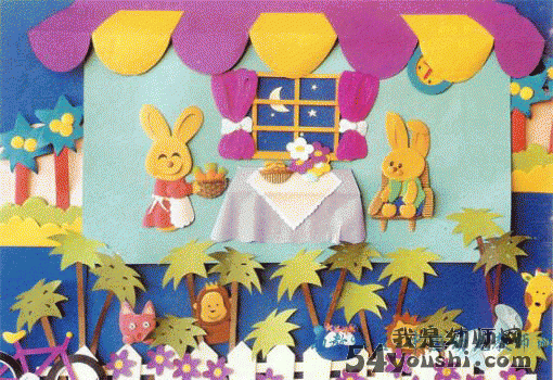 幼儿园墙饰布置:小兔乖乖1